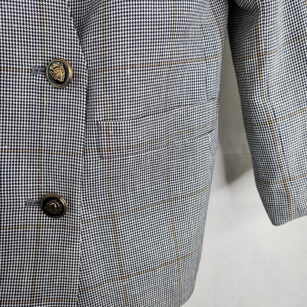 Vintage Stirling Cooper Glen Plaid Blazer Women's 10 Petite Gray Double Breasted - Picture 8 of 12